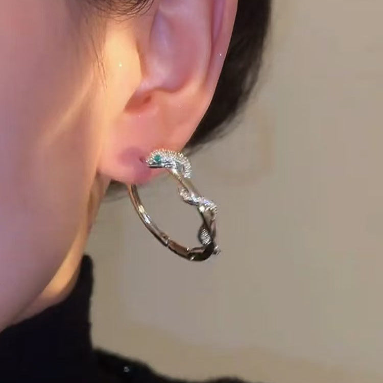 Zirconia Snake Twist Earrings