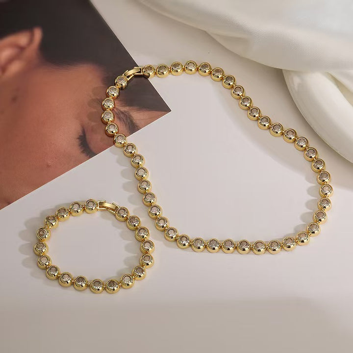 Simple Full Diamond Zirconia Bracelet Necklace