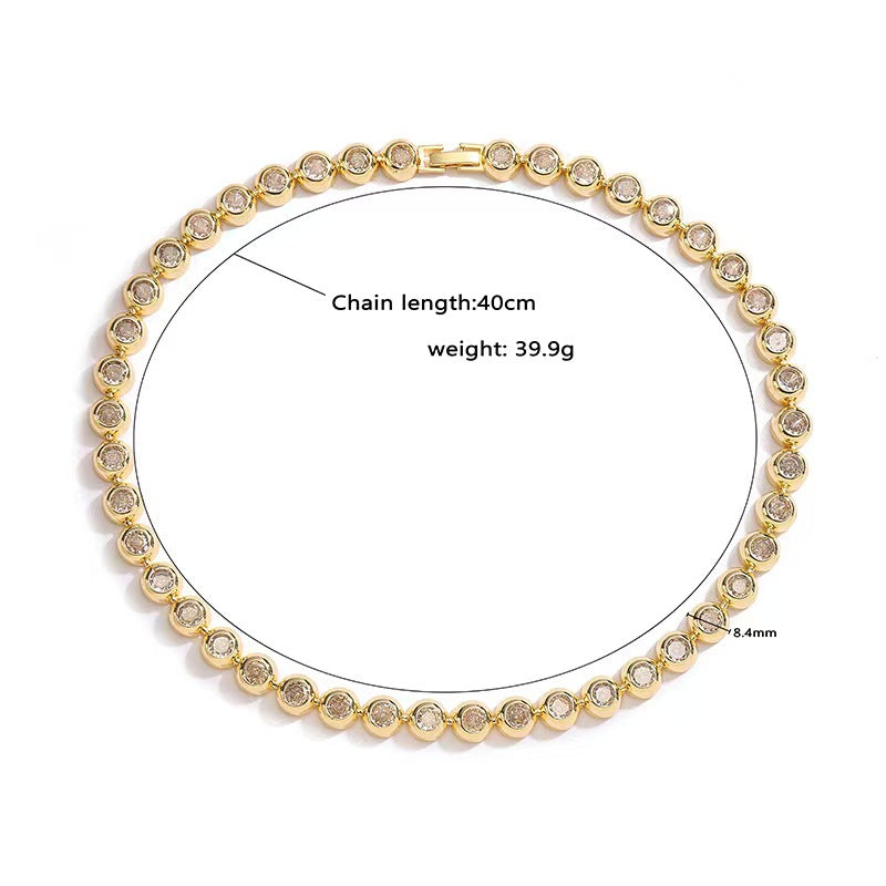 Simple Full Diamond Zirconia Bracelet Necklace
