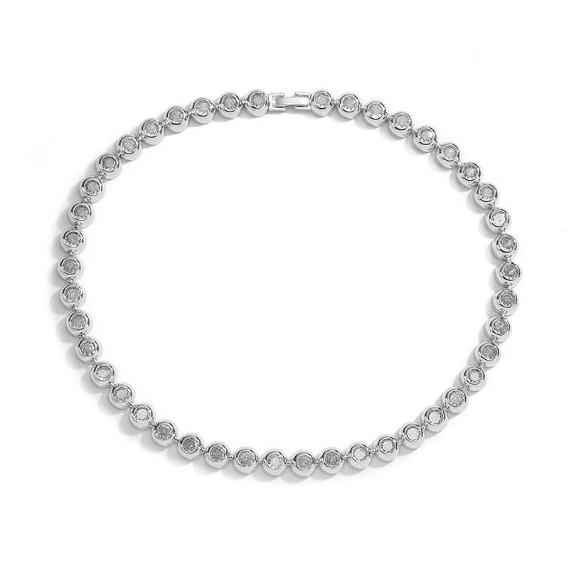 Simple Full Diamond Zirconia Bracelet Necklace