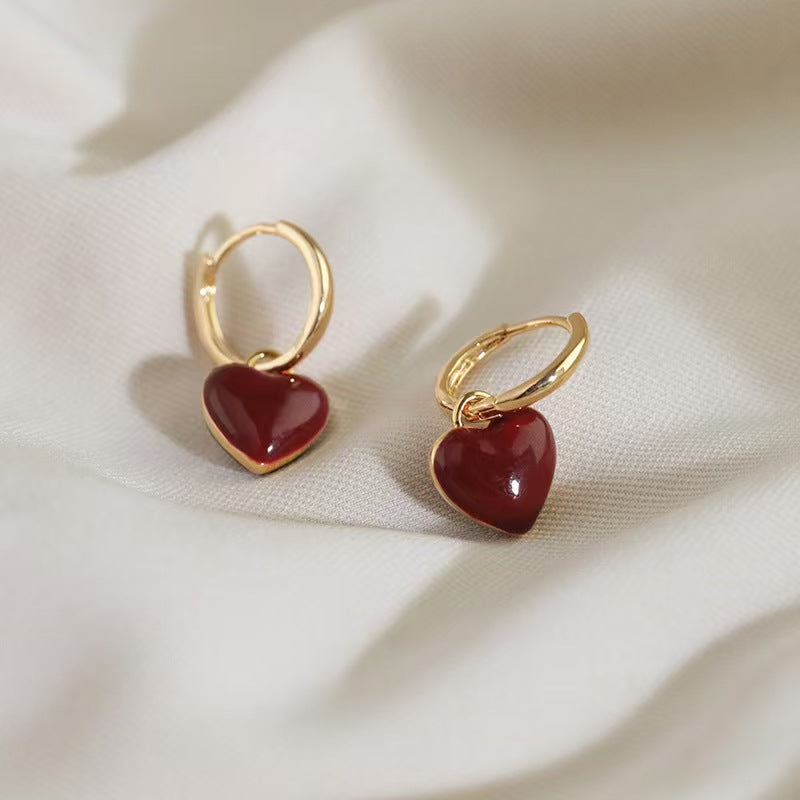 Heart Pendant Huggie Earrings