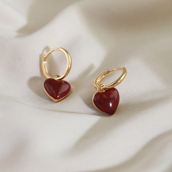 Heart Pendant Huggie Earrings