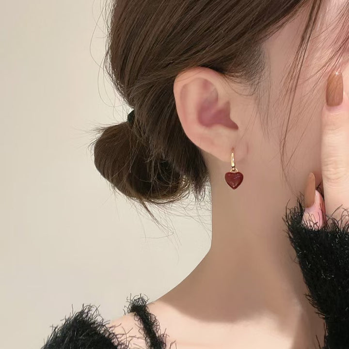 Heart Pendant Huggie Earrings