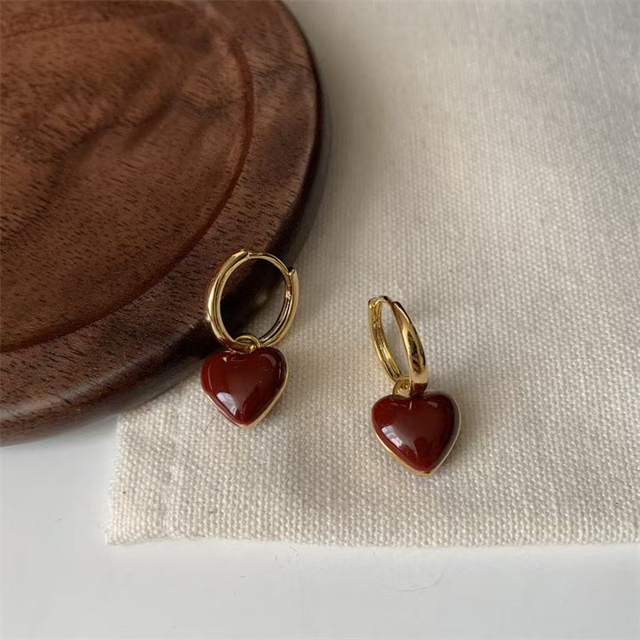 Heart Pendant Huggie Earrings