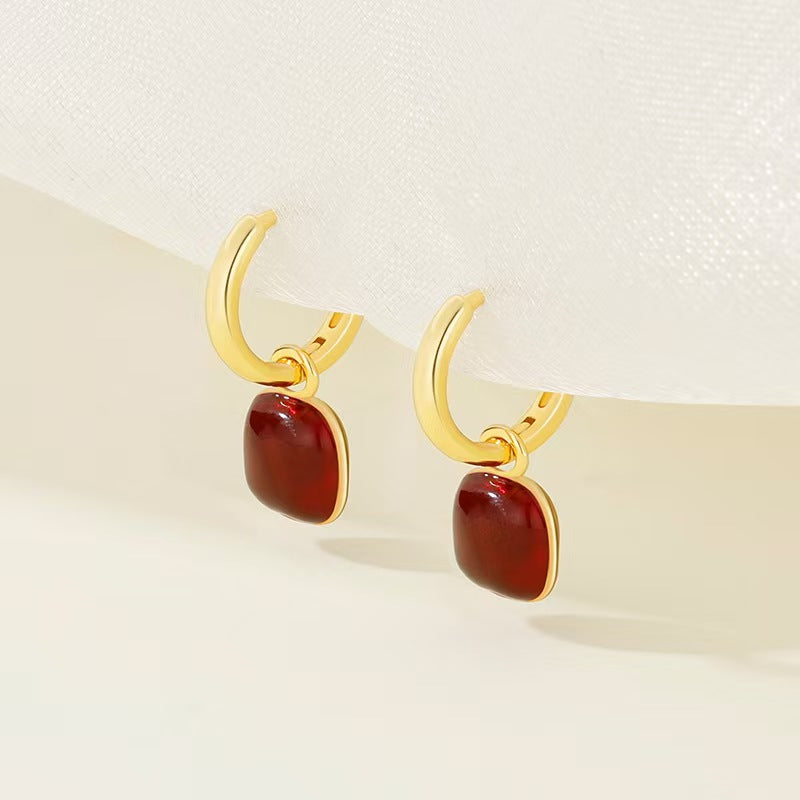 Heart Pendant Huggie Earrings