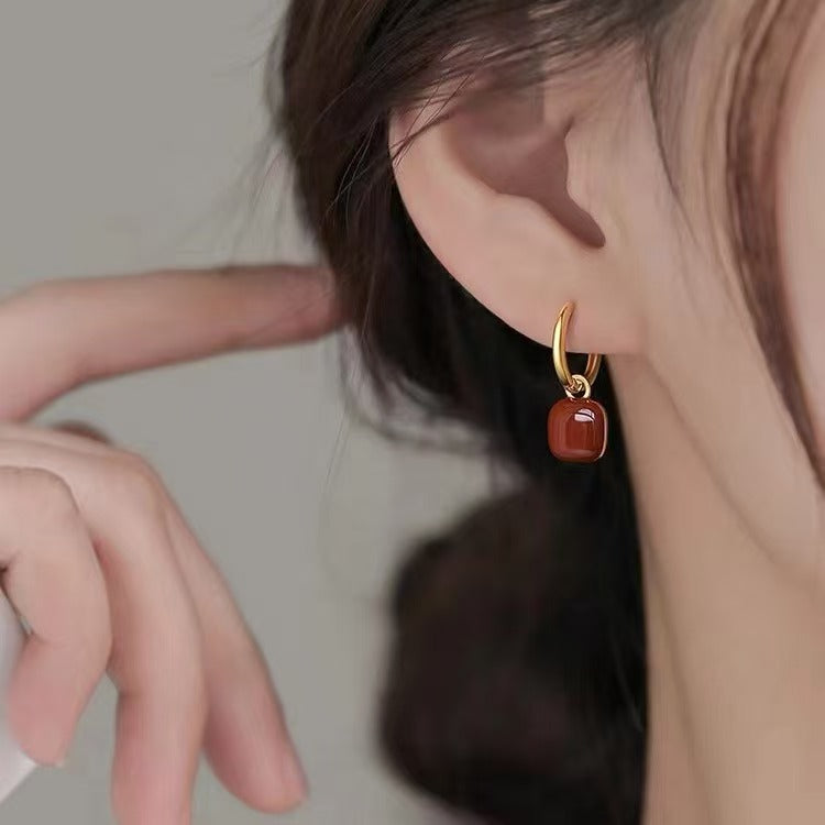 Heart Pendant Huggie Earrings