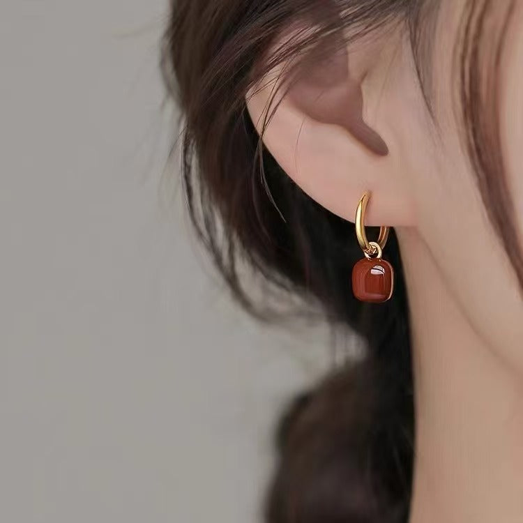 Heart Pendant Huggie Earrings