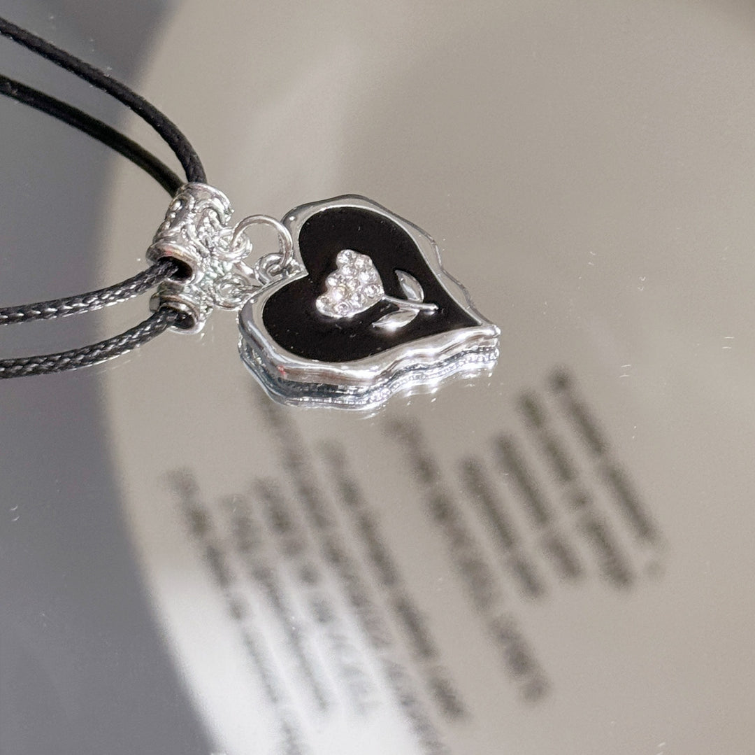 Cubic Zircon Flower Heart Necklace