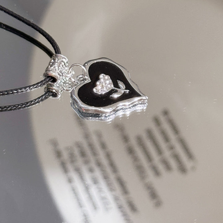 Cubic Zircon Flower Heart Necklace