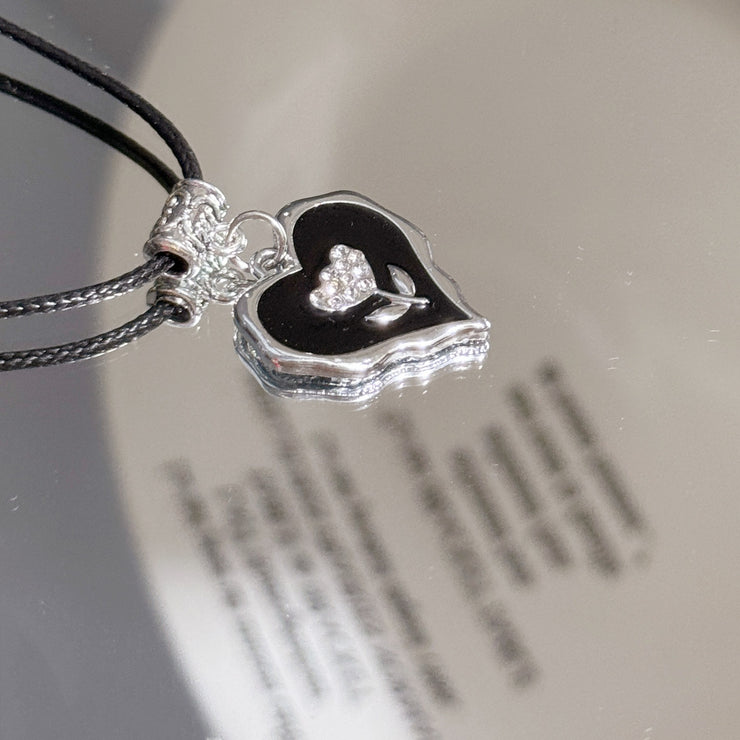 Cubic Zircon Flower Heart Necklace