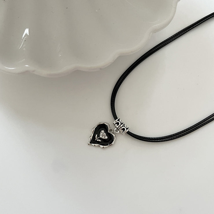 Cubic Zircon Flower Heart Necklace