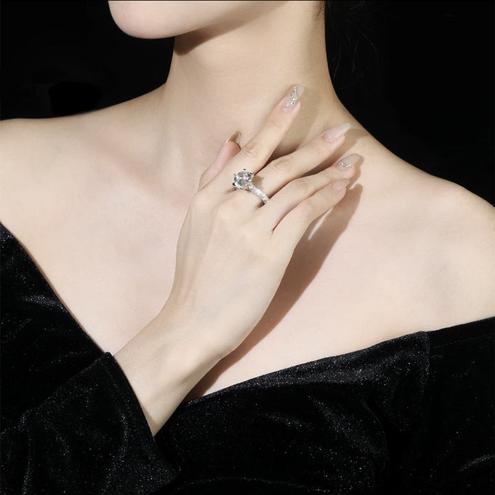 Aurora Six-Prong Moissanite Ring