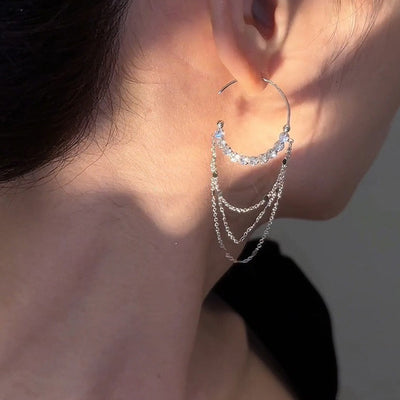 Triple Tassel Zircon Circles Earrings