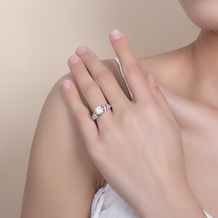 Tidal Wave Swirl Moissanite Ring