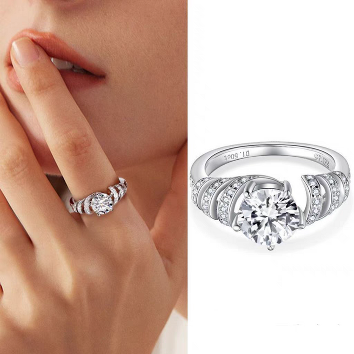Tidal Wave Swirl Moissanite Ring