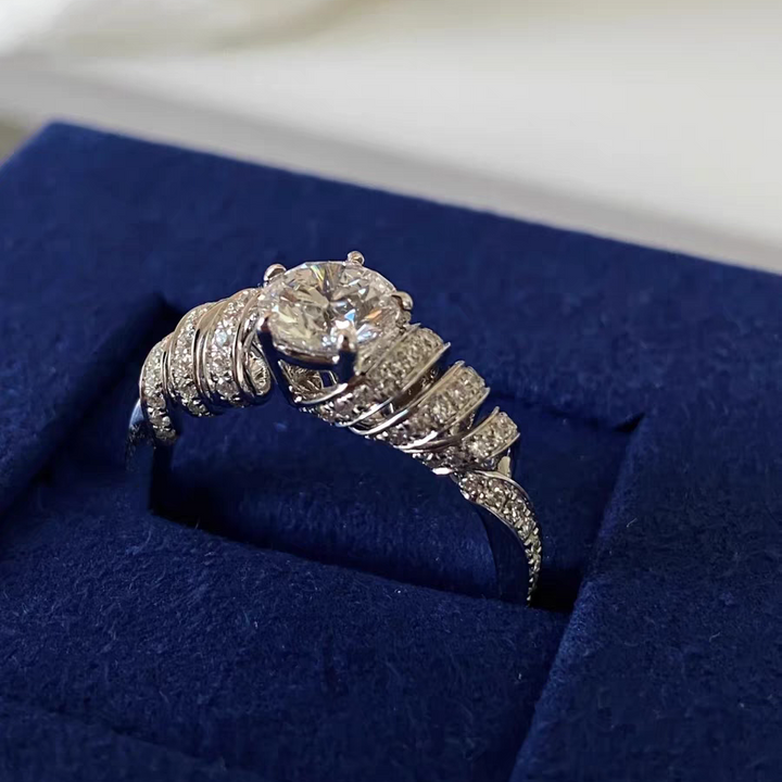 Tidal Wave Swirl Moissanite Ring