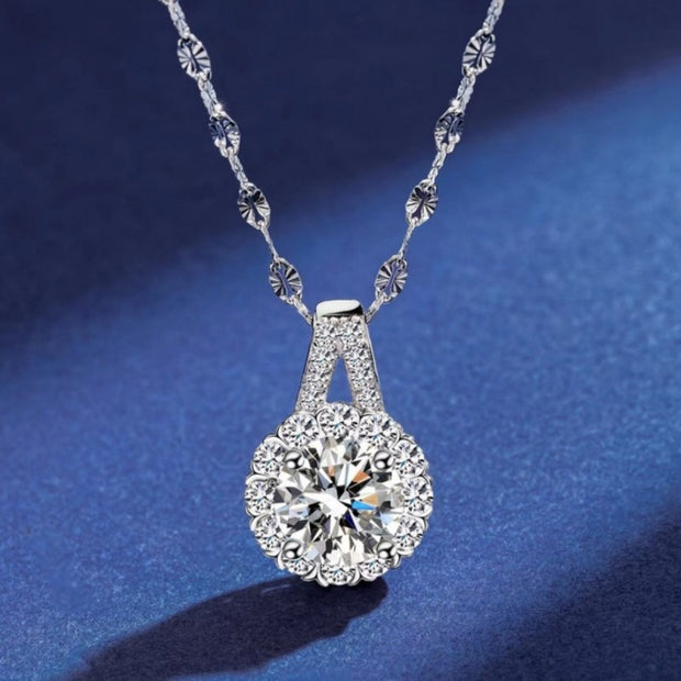 Sterling Silver Moissan Sunflower Necklace