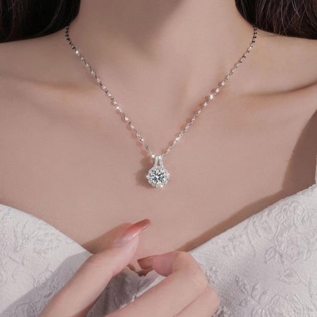 Sterling Silver Moissan Sunflower Necklace