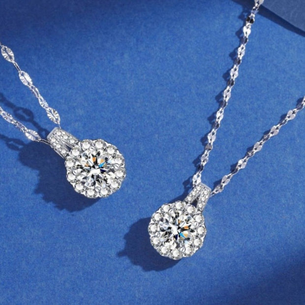 Sterling Silver Moissan Sunflower Necklace