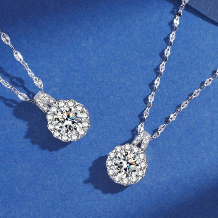 Sterling Silver Moissan Sunflower Necklace