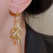 Simple Leaf Tassel Earrings