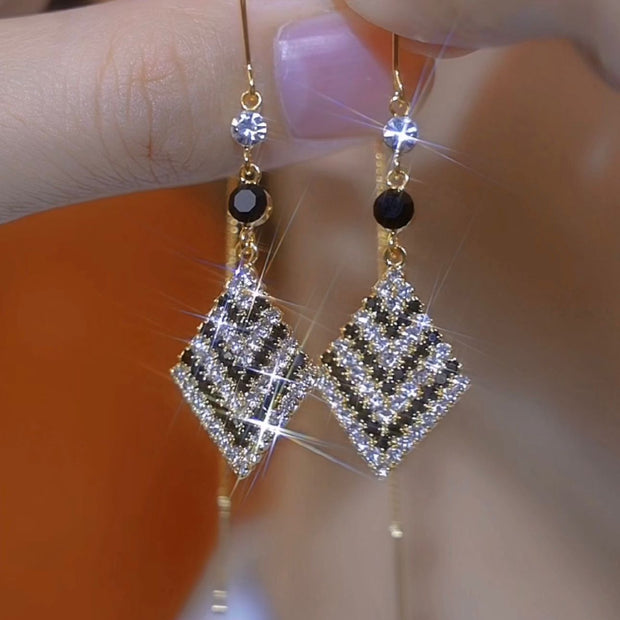 Black and White Striped Diamond Earrings