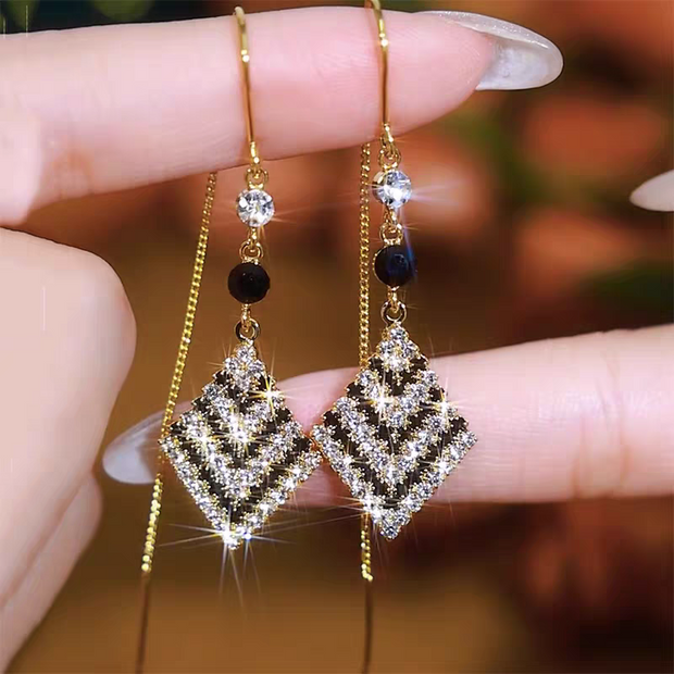 Black and White Striped Diamond Earrings