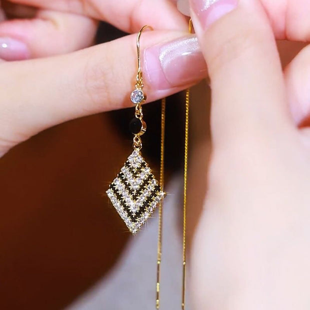 Black and White Striped Diamond Earrings
