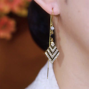 Black and White Striped Diamond Earrings