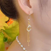 Long Diamond Tassel Earrings