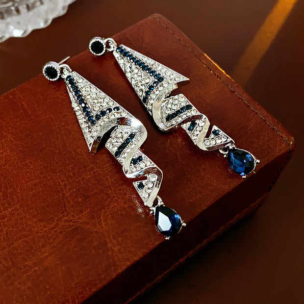 Silk Earrings With Sparkling Rhinestones