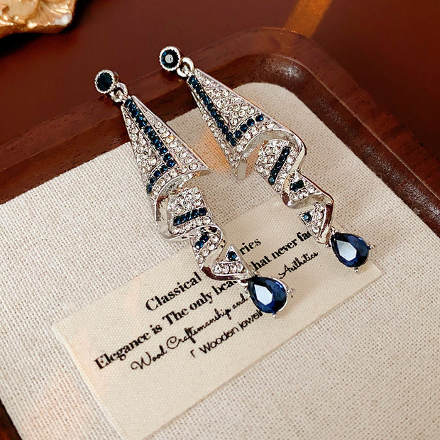 Silk Earrings With Sparkling Rhinestones