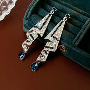 Silk Earrings With Sparkling Rhinestones