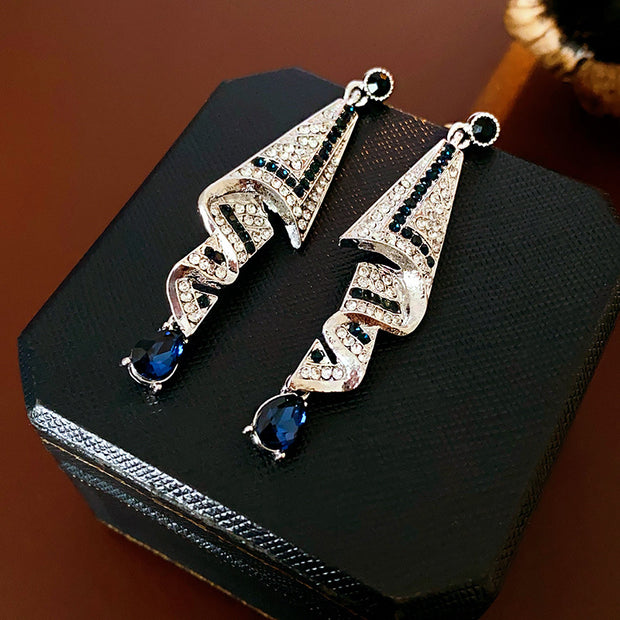 Silk Earrings With Sparkling Rhinestones
