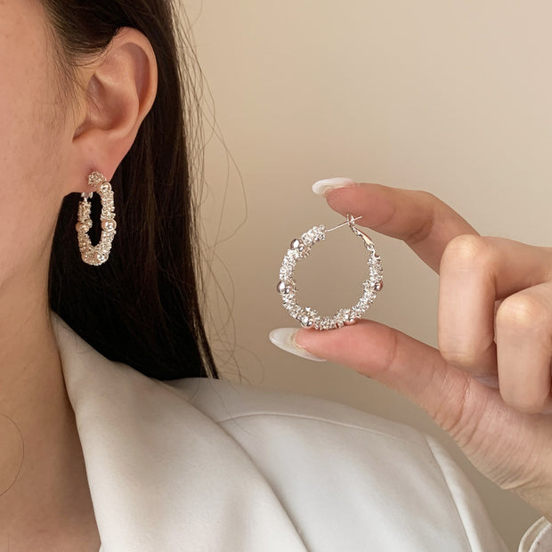 Silver Bead Pop Earrings