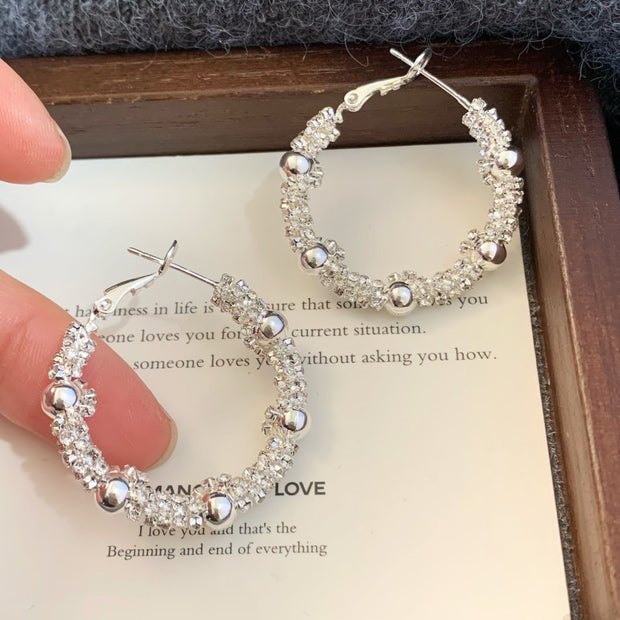Silver Bead Pop Earrings