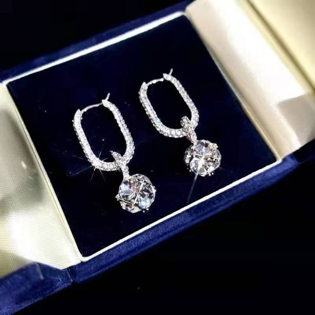 Sparkling Diamond Ball Earrings