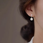 Cubic Zircon Drop Pearl Earrings