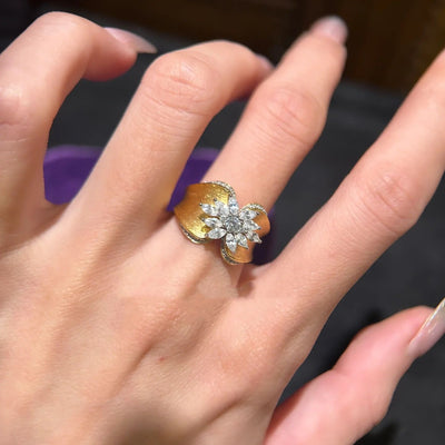 Vintage Brushed Flower Ring