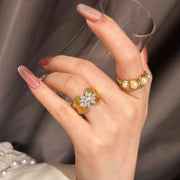 Vintage Brushed Flower Ring