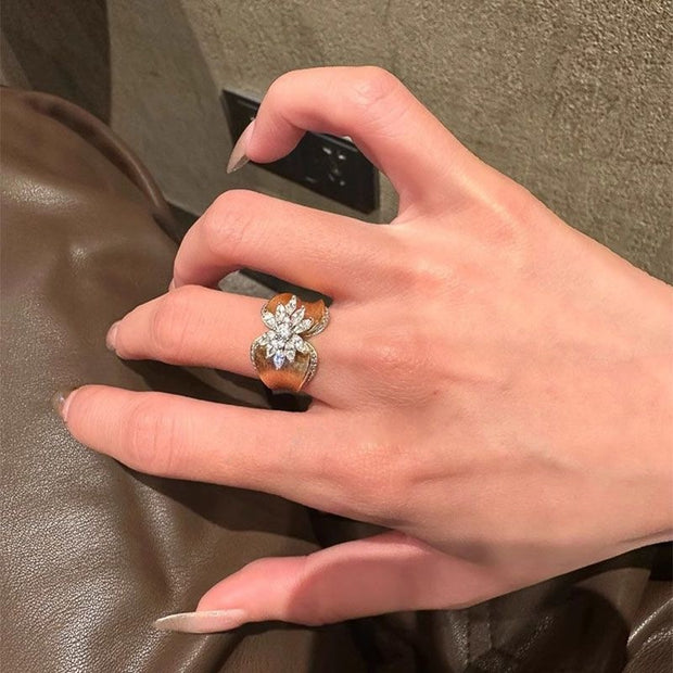 Vintage Brushed Flower Ring