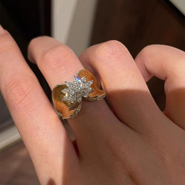 Vintage Brushed Flower Ring