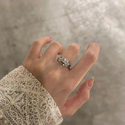 Wide Cross Zircon Ring