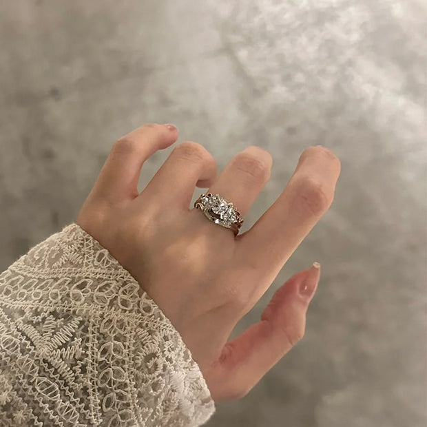 Wide Cross Zircon Ring