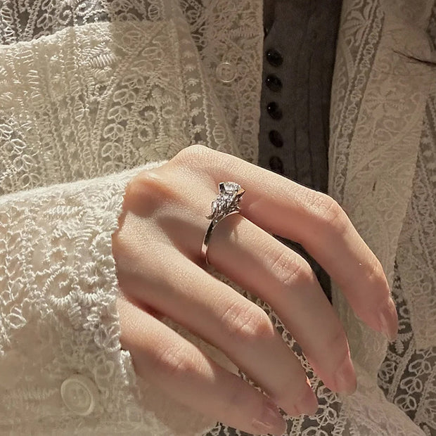 Wide Cross Zircon Ring