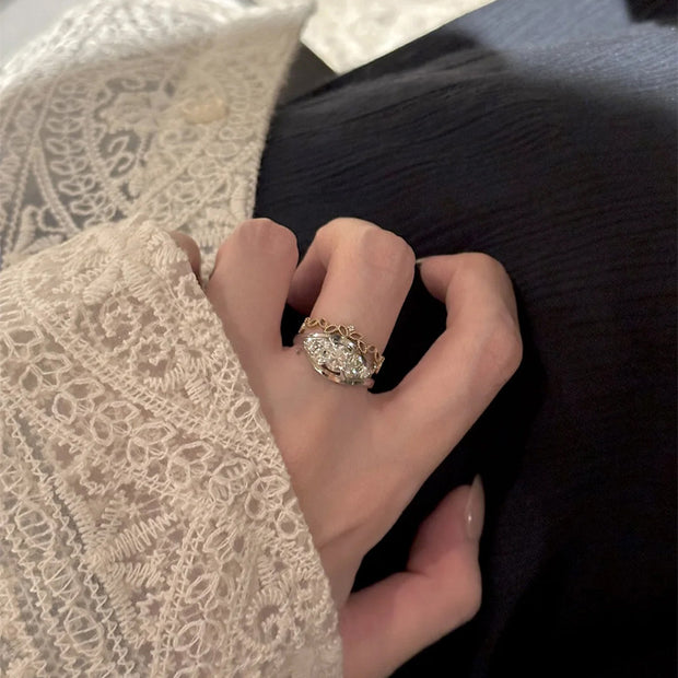 Wide Cross Zircon Ring