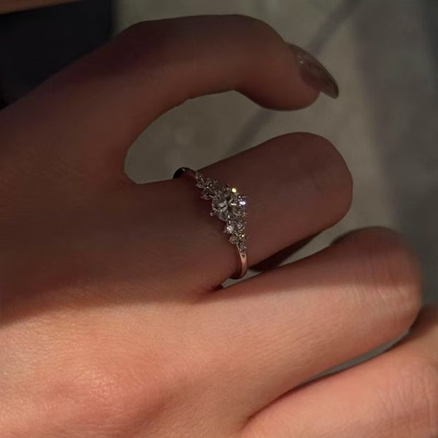 Shimmering Snowflake Adjustable Ring