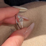 Shimmering Snowflake Adjustable Ring