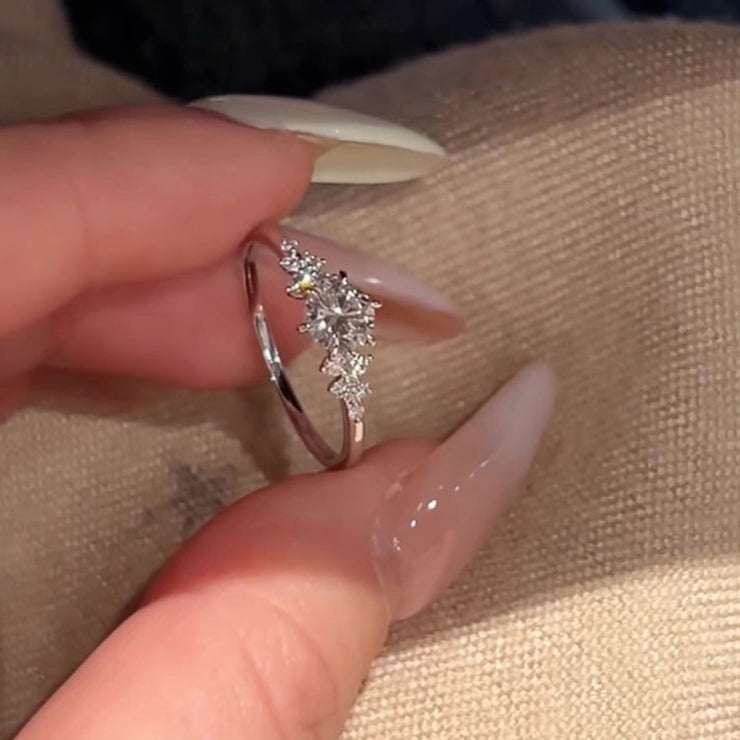 Shimmering Snowflake Adjustable Ring