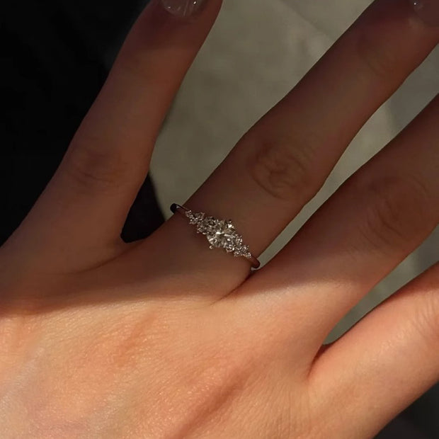 Shimmering Snowflake Adjustable Ring